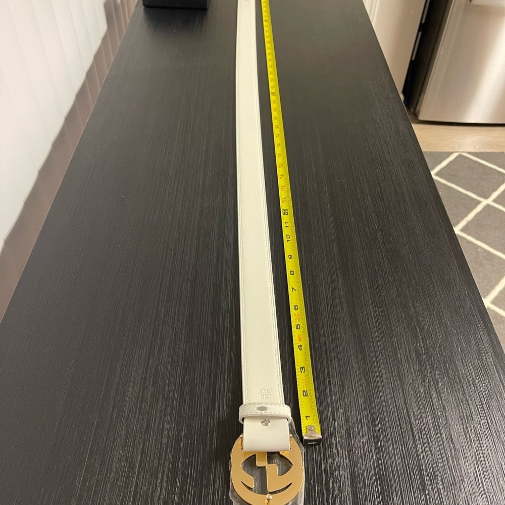 Green Red and White striped Belt with Gold Logo 42-44 men - Picture 7 of 9